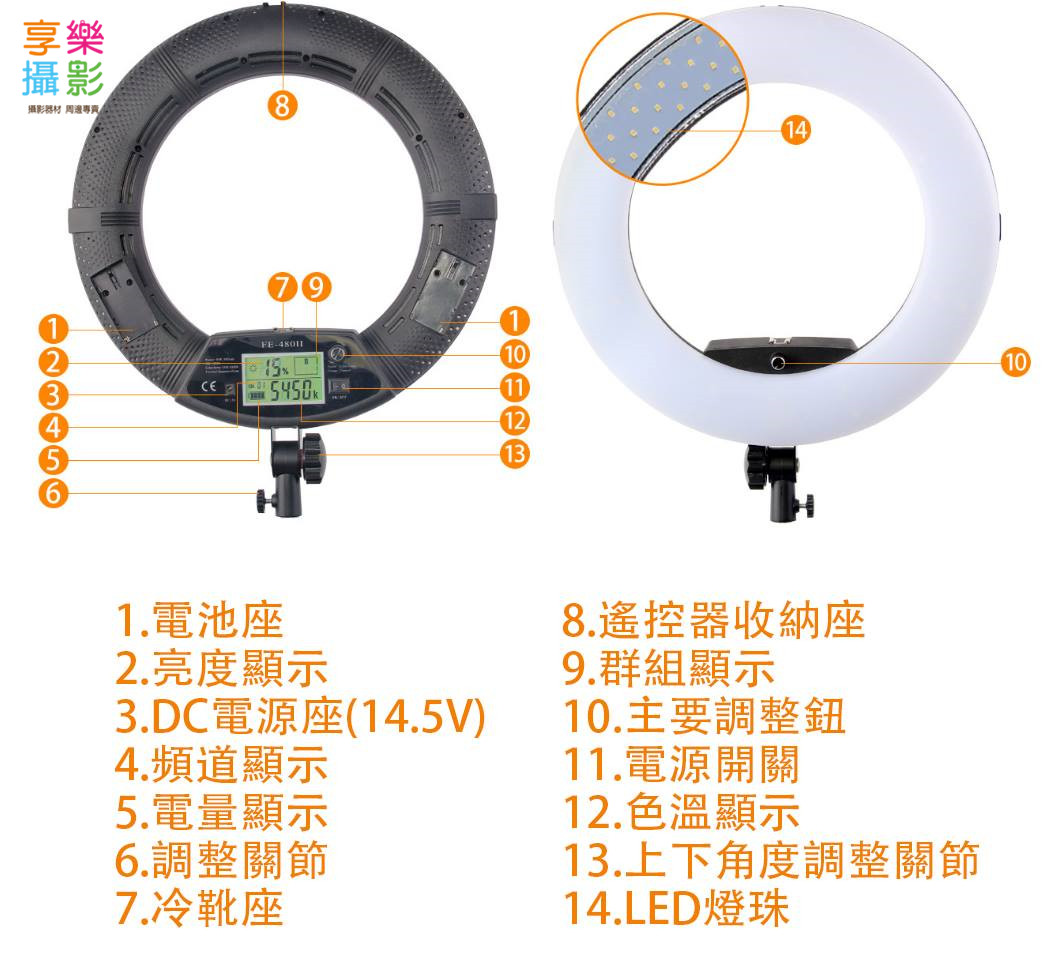 Prolight 兩用款色溫可調18吋環型led燈環形燈美肌燈自拍神器直播好用 享樂攝影官方旗艦店