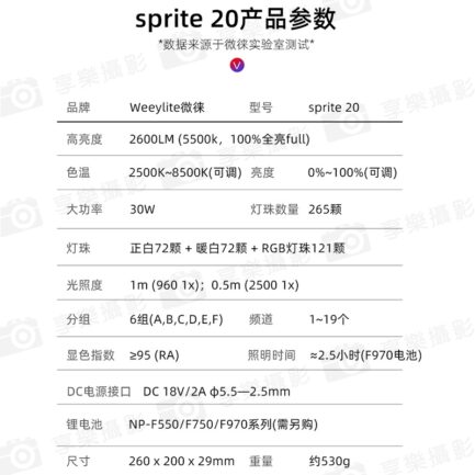 【Viltrox唯卓仕 Weeylite微徠 Sprite20 RGB LED平板燈】30W 雙色溫 藍芽APP遙控 保固一年 直播/視頻/抖音/攝影：圖片 16