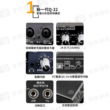 【TEYUN Q22 錄音界面/混音器/聲卡】雙XLR PC/MAC/iOS 功能同UR22C 錄音卡 音效卡 MIXER：圖片 5