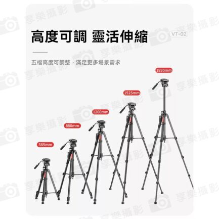 【Ulanzi U-Select VT-02 金屬中軸攝影三腳架】62-183cm 承重3kg 液壓 單腳架 全景雲台 橫豎拍 翻拍架 抖音 攝影 外拍 Aluminum Tripod Monopod：圖片 7