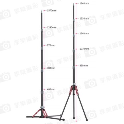 【Ulanzi MT-49 可拆中軸反折燈架】47-194cm 1.9M 可拆中軸 碳纖維燈架 LED持續燈架 攝影燈架 三腳架 相機挑桿 自拍桿 Carbon Fiber Portable Light Stand 2784：圖片 16