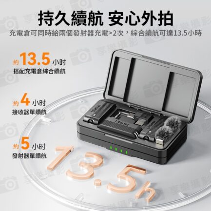 【Ulanzi A100無線領夾麥克風 TYPEC】1對2 適用手機/相機/電腦/筆電 領夾麥 全指向 降噪 Vlog 直播 採訪 錄音 Wireless Lavalier Microphone：圖片 8