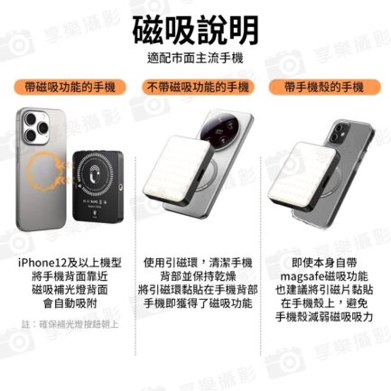 【VRIG FD128 雙色溫磁吸補光燈】手機磁吸小方燈 Magsafe磁吸補光燈 口袋補光燈 持續燈 攝影燈 1/4螺口 冷靴口 Type-C充電 Vlog 直播 自拍 Dual-Color Temperature Fill Light：圖片 12