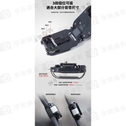 【Ulanzi 小隼FALCAM F38 背包快掛快速釋放套件 V2】適用Arca標準方形快拆板 相機背包夾 背包快拆套件 適用微單 單反 運動相機 Camera Backpack Strap Clip F38B3803：圖片 8