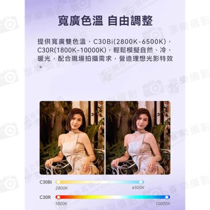 【Godox神牛 Litemons C30Bi 雙色溫 LED攝影平板燈】30W 3350mAh 口袋燈 補光燈 攝影燈 美光燈 Type-C 1/4螺孔 Vlog 直播 自拍 攝影 拍照 Photography Light：圖片 8