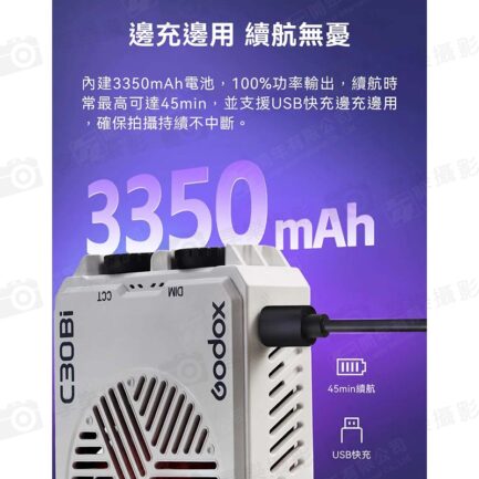 (預購中)【Godox神牛 Litemons C30R RGB LED攝影平板燈 】30W 3350mAh 口袋燈 補光燈 攝影燈 美光燈 Type-C 1/4螺孔 Vlog 直播 自拍 攝影 拍照 Photography Light：圖片 7