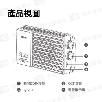 【Ulanzi PL25 25W大功率雙色溫口袋燈】2000mAh 補光燈 攝影燈 持續燈 打光燈 柔光燈 美光燈 常亮燈 支援PD快充 1/4螺孔 Vlog 直播 自拍 攝影 拍照 LED Panel Light：圖片 12