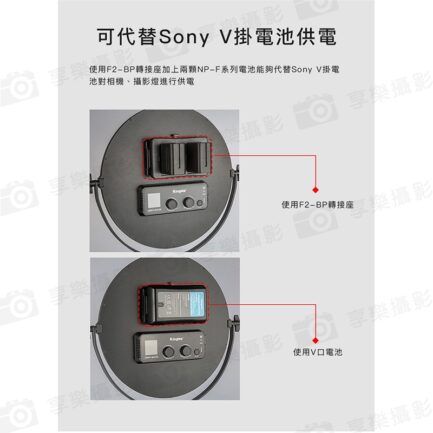 KingMa F2-BP 雙NP-F電池 V掛電池轉接板《NP-F系列電池轉V卡口》SONY V-lock/D-tap F970 轉換座：圖片 4