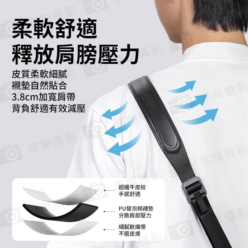 (預購中)【Ulanzi CSS1 U-Snap相機肩帶/相機背帶】黑/銀/藍/綠 3.8cm加寬肩帶 快拆 快裝 單眼 微單 單肩 相機背繩 相機頸掛繩 攝影背帶:圖片 7