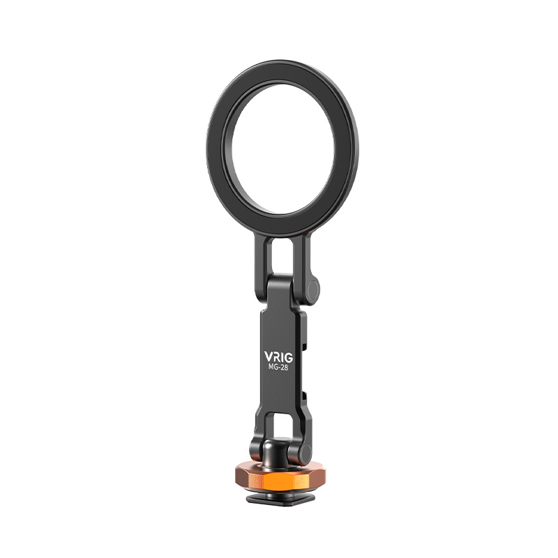 【VRIG MG-28 Magsafe冷靴磁吸摺疊支架 】*付引磁片 1/4螺口 仰俯 橫豎拍 手機支架 拓展 相機熱靴 三腳架 適用蘋果 安卓 Vlog 直播錄影:圖片 2