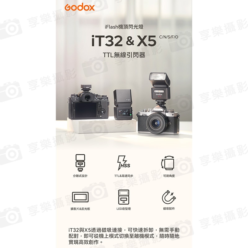 (預購中)【Godox神牛 iT32 iFlash TTL機頂閃光燈】可搭配X5引閃器使用 2.4G無線X系統 機頂閃 閃燈 外拍 攝影 ※開年公司貨:圖片 3