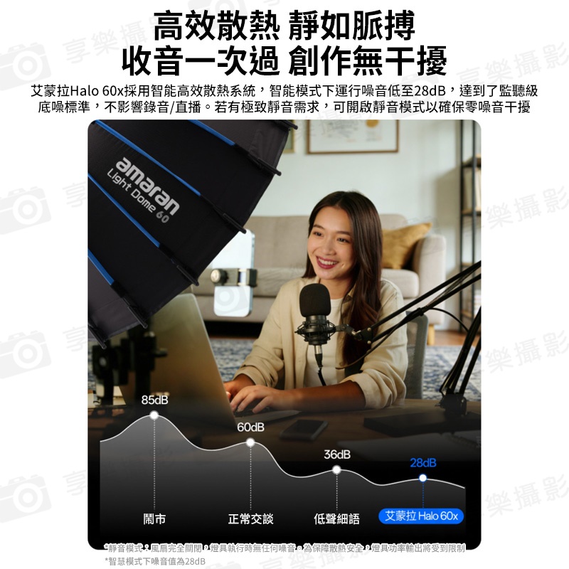 【愛圖仕Amaran HALO 60X 雙色溫 便攜手持補光燈】COB燈珠 63W 保榮卡口 持續燈 攝影燈 聚光燈 直播燈 外拍燈 棚燈 APP遙控:圖片 19